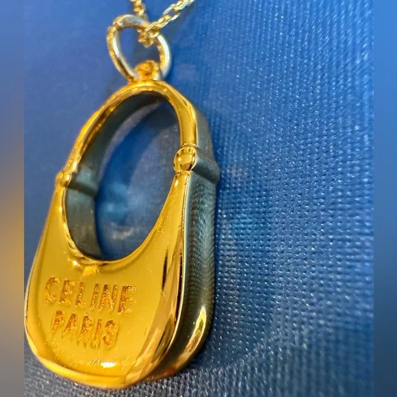 Gold Bag Purse Pendant Necklace - Picture 4 of 4